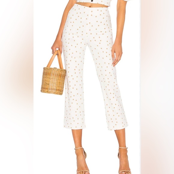 Revolve LPA Linen Polka Dot Cropped Pants Sz M - Picture 1 of 12
